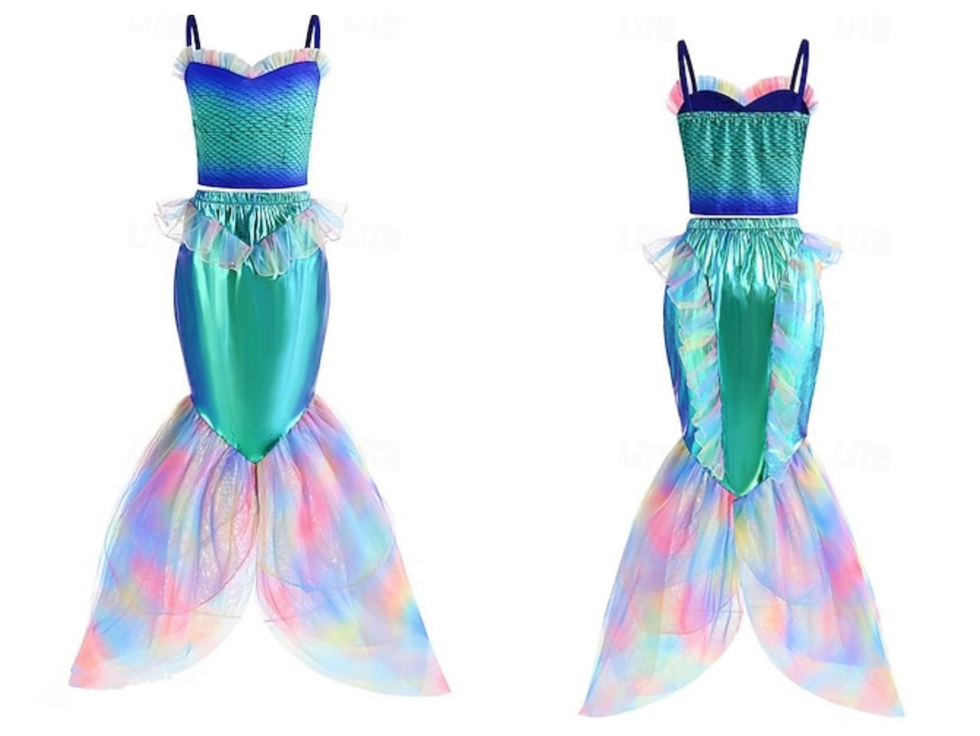 Brand New Girls Mermaid Costume Dress Ariel Princess Cosplay Costume with Accessories Size 3-4T