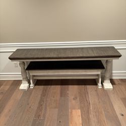 Light Brown Sofa Table And Bench With Storage 