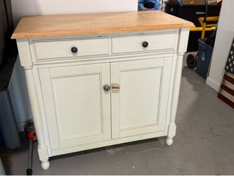 Solid Wood Top Kitchen Island / Butcher Block Cart with Storage