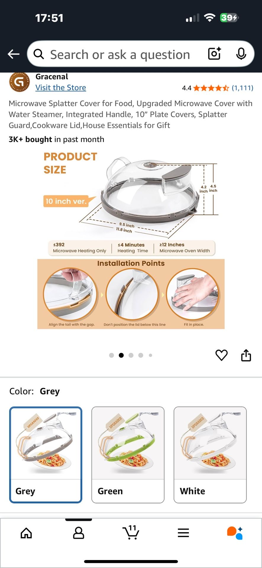 Microwave Splatter Cover for Food, Upgraded Microwave Cover with Water Steamer, Integrated Handle, 10” Plate Covers, Splatter Guard,Cookware Lid,House