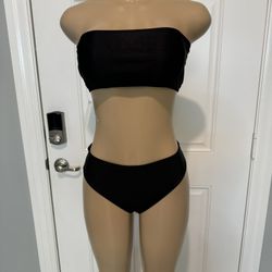 2Pc Satin Tube Top Bikini 