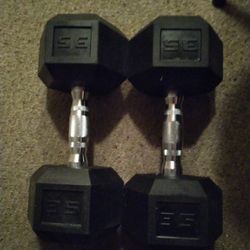 Like Brand New 35 Pound Rubber Hex Dumbbells Great Condition Also Have 45 Plates