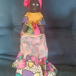 Vintage hand made, 14 " Jamaican folk art rag doll, In excellent condition