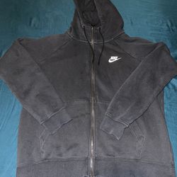 Nike Hoodie Mens Small Black Swoosh Full Zip Sweater Sportswear Jacket Track