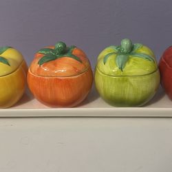 Salsa, Dips or any dressing bowls with lids and tray