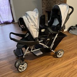Graco DuoGlider Double Stroller | Lightweight Double Stroller with Tandem Seating, Glacier