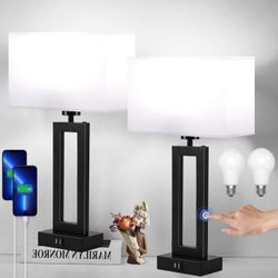 Set of 2 Modern Table Lamps with Touch Control
