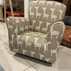 Kid's Chair Toddler's Upholstered Armchair Child's Rocking Chair Grey Giraffes Print