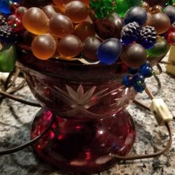 Antique Czeck Glass Berry Lamp  