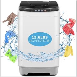 Portable Washing Machine 15.6Lbs Capacity Portable Washer with Drain Pump 2.1Cu.ft Full-Automatic Compact Washer with 10 Programs 8 Water Level for Ho