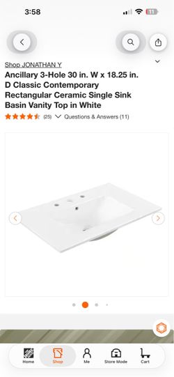Jonathan Y 30" Ceramic Single Sink Vanity Top White