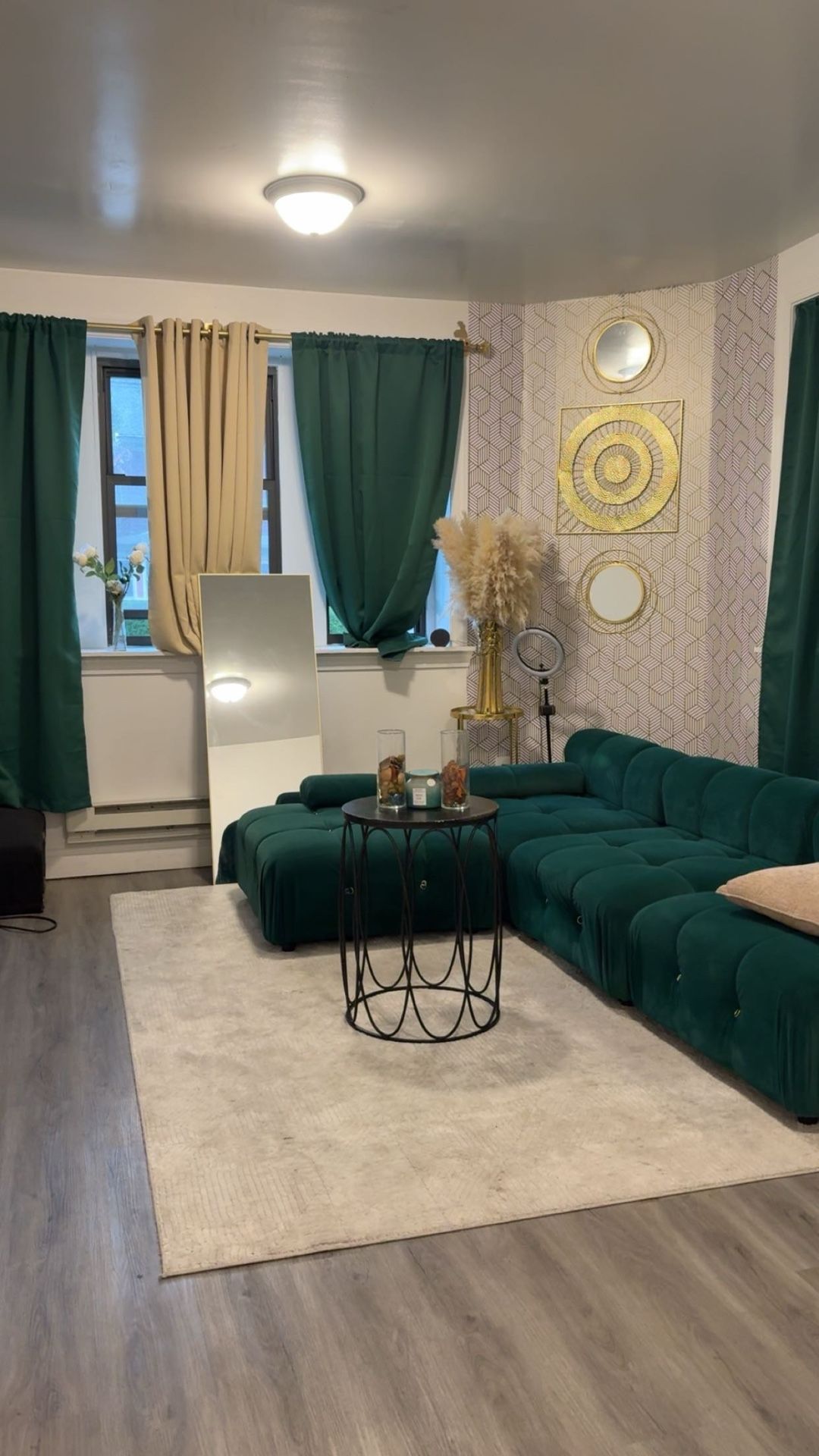 Green Velvet Couch / L Shaped