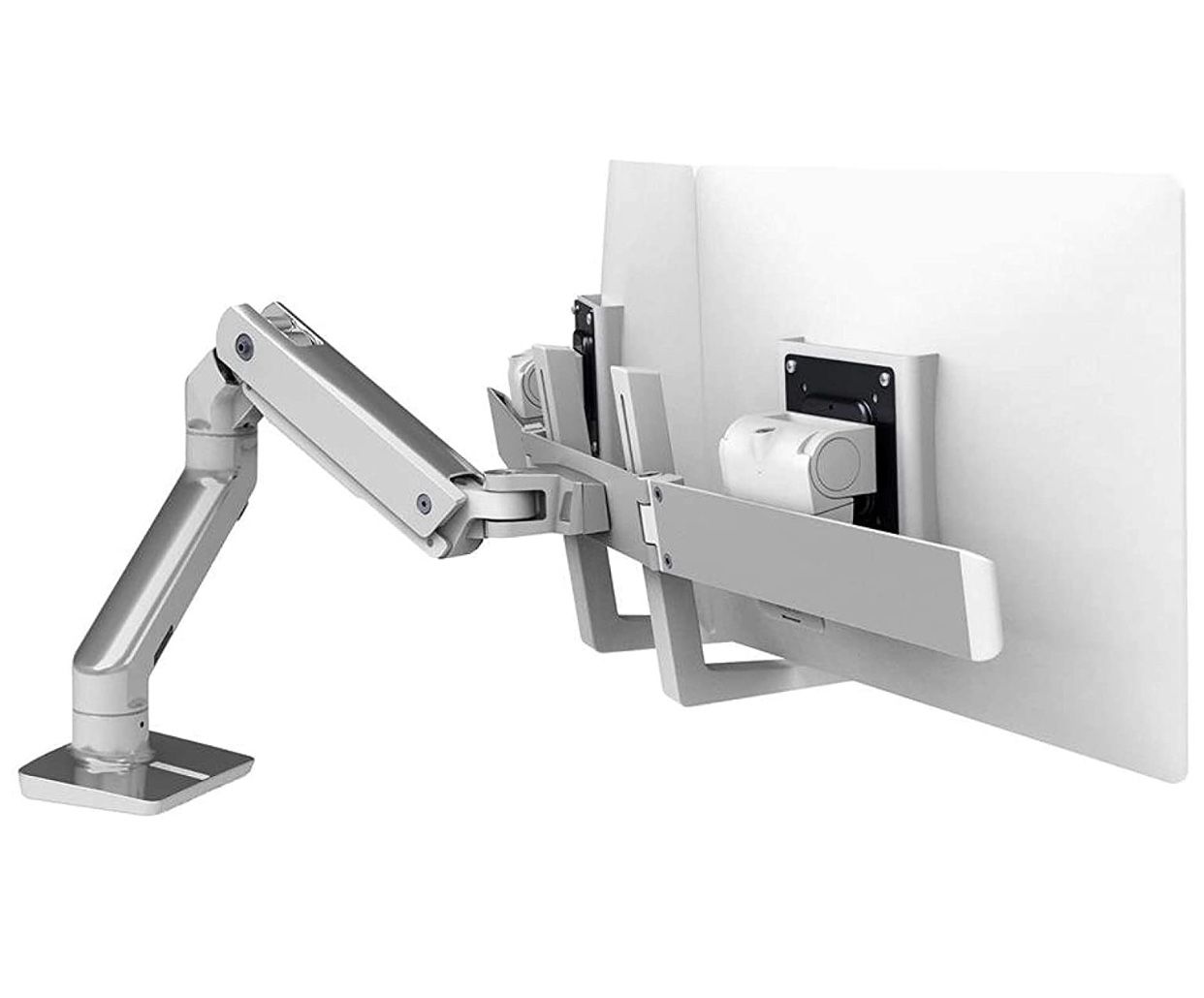 Ergotron – HX Desk Dual Monitor Arm – 24.5-Inch Extension, Polished Aluminum 2 Monitors NEW OPEN BOX Heavy-duty monitor arm lets you easily reposit