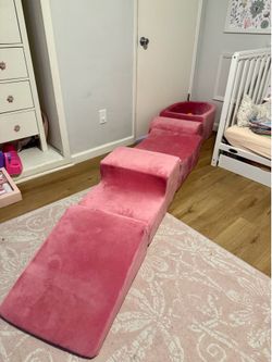 Costway 5-Piece Kids Climb & Crawl Foam Playset w/ Ball Pit & Balls – Pink