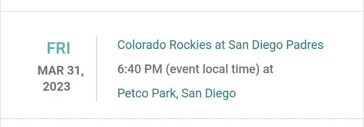 Padres Tickets 3 Total