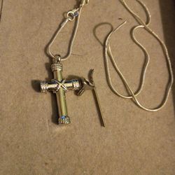 One Necklace With Cross For Keeping Creamations In With Funnel To Help Fill In Perfect Condition