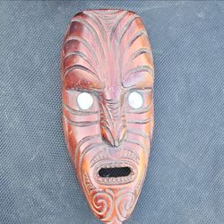 Carved Wooden Maori Tiki Mask