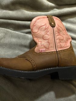 Women's Brown and Pink Cowboy Boot