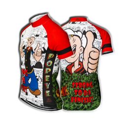 Men's Popeye "Strong to da Finish" Cycling Jersey Medium New $20