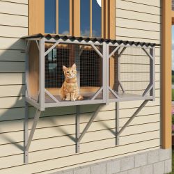 Cat Catio, Cat Window Perch for Large Indoor Cats - for Sunbathing, Napping & Overlooking, Wooden Cat Window Hammock for Safely Enjoying The Outdoor S