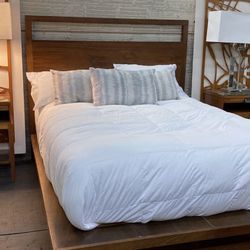 Queen Solid Teak Bedroom Set, Includes Mattress Set