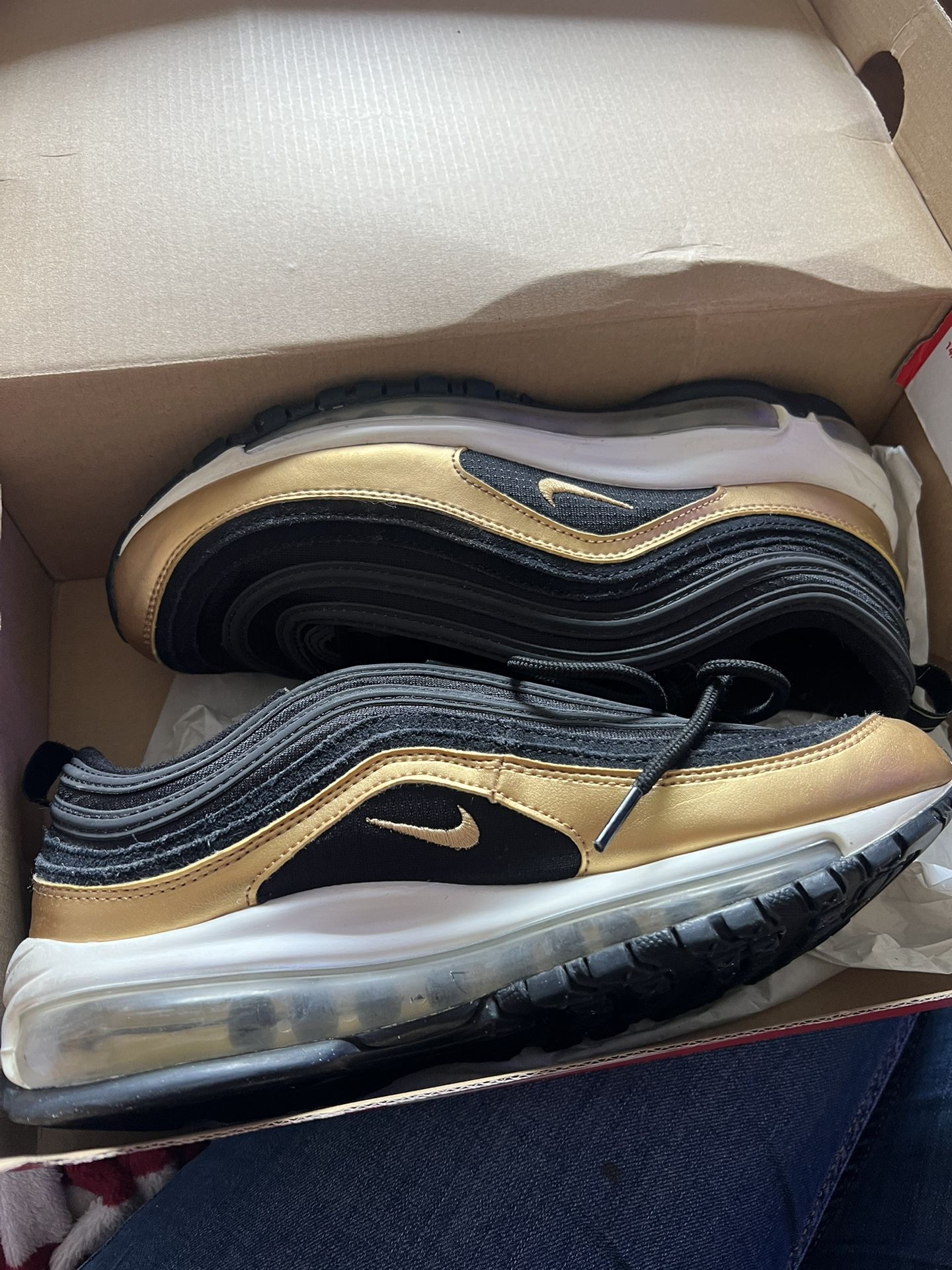 Size 7Y Used Nike Air Max 97 Black Gold 