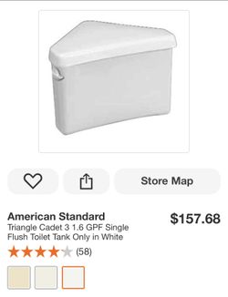 riangle Cadet 3 1.6 GPF Single Flush Toilet Tank Only in White