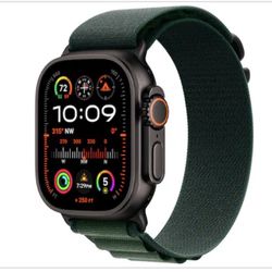 **Brand New**  Apple Watch Ultra 2 [GPS + Cellular 49mm] Smartwatch with Rugged Titanium Case & Dark Green Alpine Loop L 