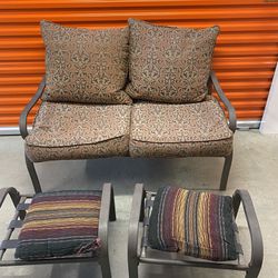 Hampton Bay Patio Furniture Two Person Couch With Ottomans 