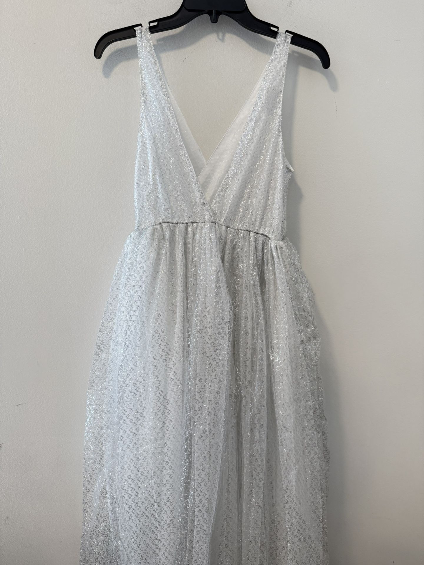 Sparkly Silver 50s style prom Dress Size M New