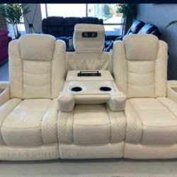 White Color Power Recliner Sofa Same Day Delivery 