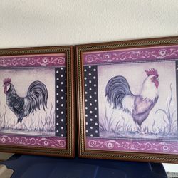 Vintage Home Interiors Rooster Frames 13” x 13” (set of 2)