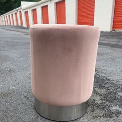 Pink Ottoman With silver bottom