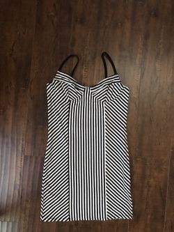 Black and white stripe mini dress