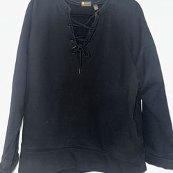 Zella Black Lace Up Sweatshirt XL Athleisure Pullover