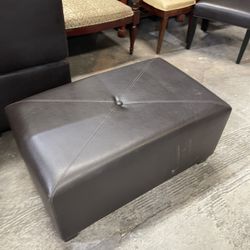 Brown Faux Leather Ottoman