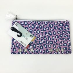 The Paper Studio~Agenda 52 Purple Leopard Print Canvas Planner Pouch 8 x 4.75 "