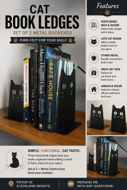 Cat Metal Bookends x 2