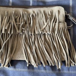 Patricia Nash Gray Fringe Clutch