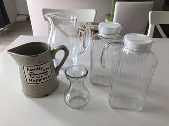 glass jug water container vase lot