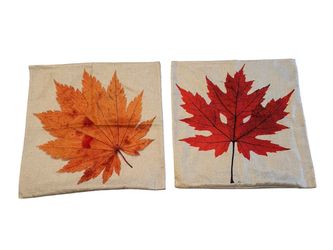 Autumn Fall Leaf Throw Pillow Covers - Orange -17”x17”