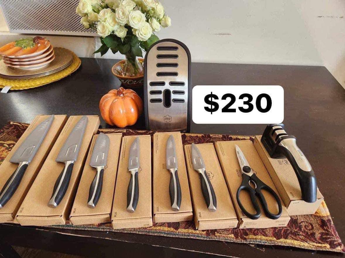 Especial Solo $230.00  Cuchillos Set De 9 Incluye Organizador Acero Inoxidable Princess House 
