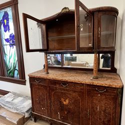 Antique Oriental Hutch - Vintage Cabinet 