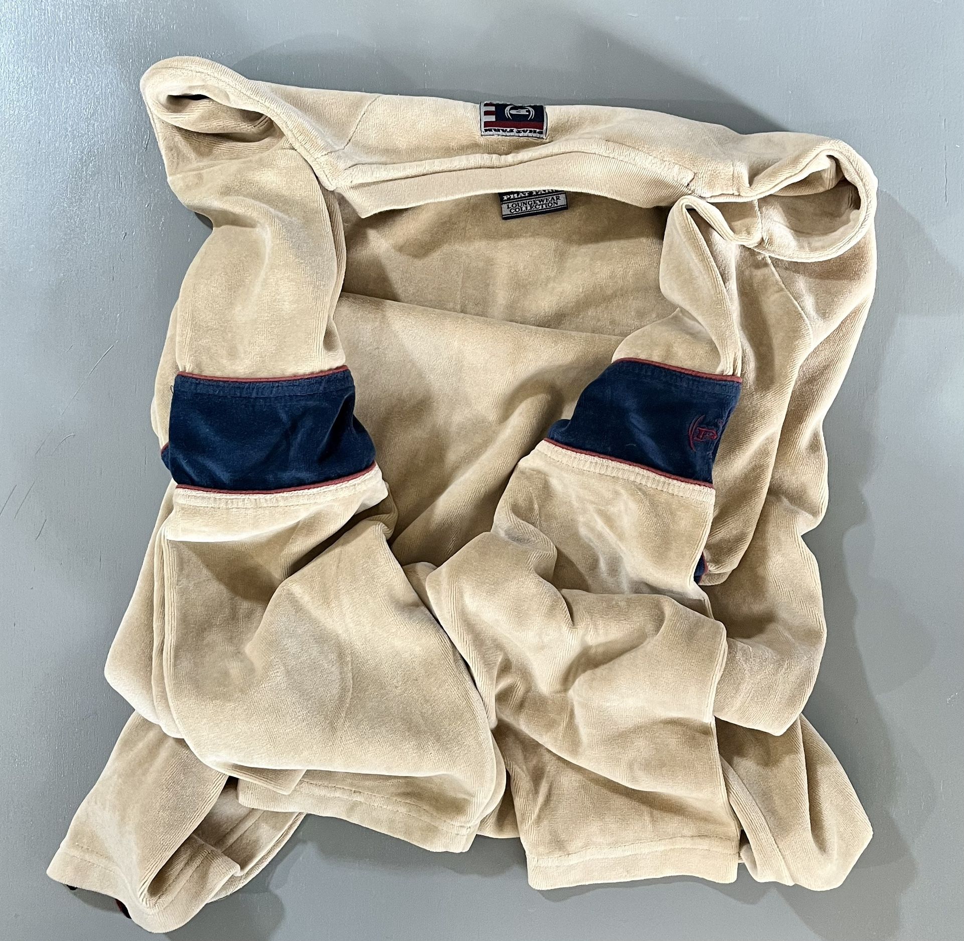 Mint Condition Phat Farm Loungewear Tan Velour Men's Tracksuit Jacket Size Large 36-38!