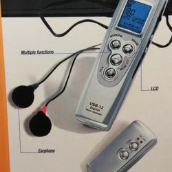 Digital Voice Recorder 12 Hr W/ FM Radio & Wireless Mic 80FT USB