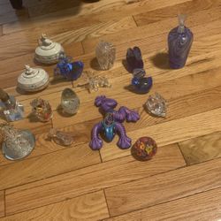 13 Glass Figurines and 3 Ceramic  