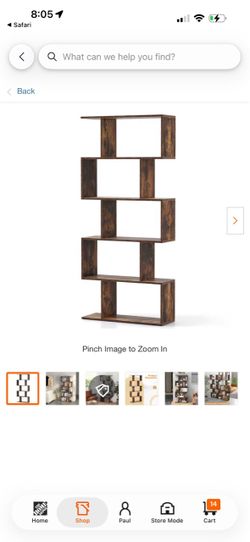 5-Tier S-Shaped Bookshelf