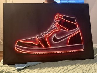Air Jordan 1 Neon Sneaker Canvas Wall Art