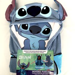 Disney Stitch Hooded Poncho/toalla Poncho De Capucha 23.6”x 47.2”