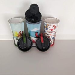 Starbucks Kids Holiday Christmas Tumblers set of three 